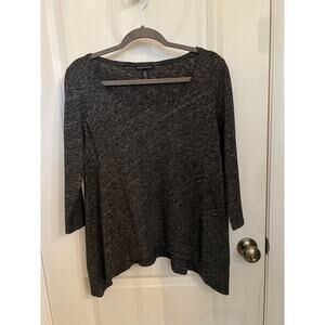 Eileen Fisher Organic Cotton & Wool Bias Twist Pullover Gray Boxy Knit M Shirt